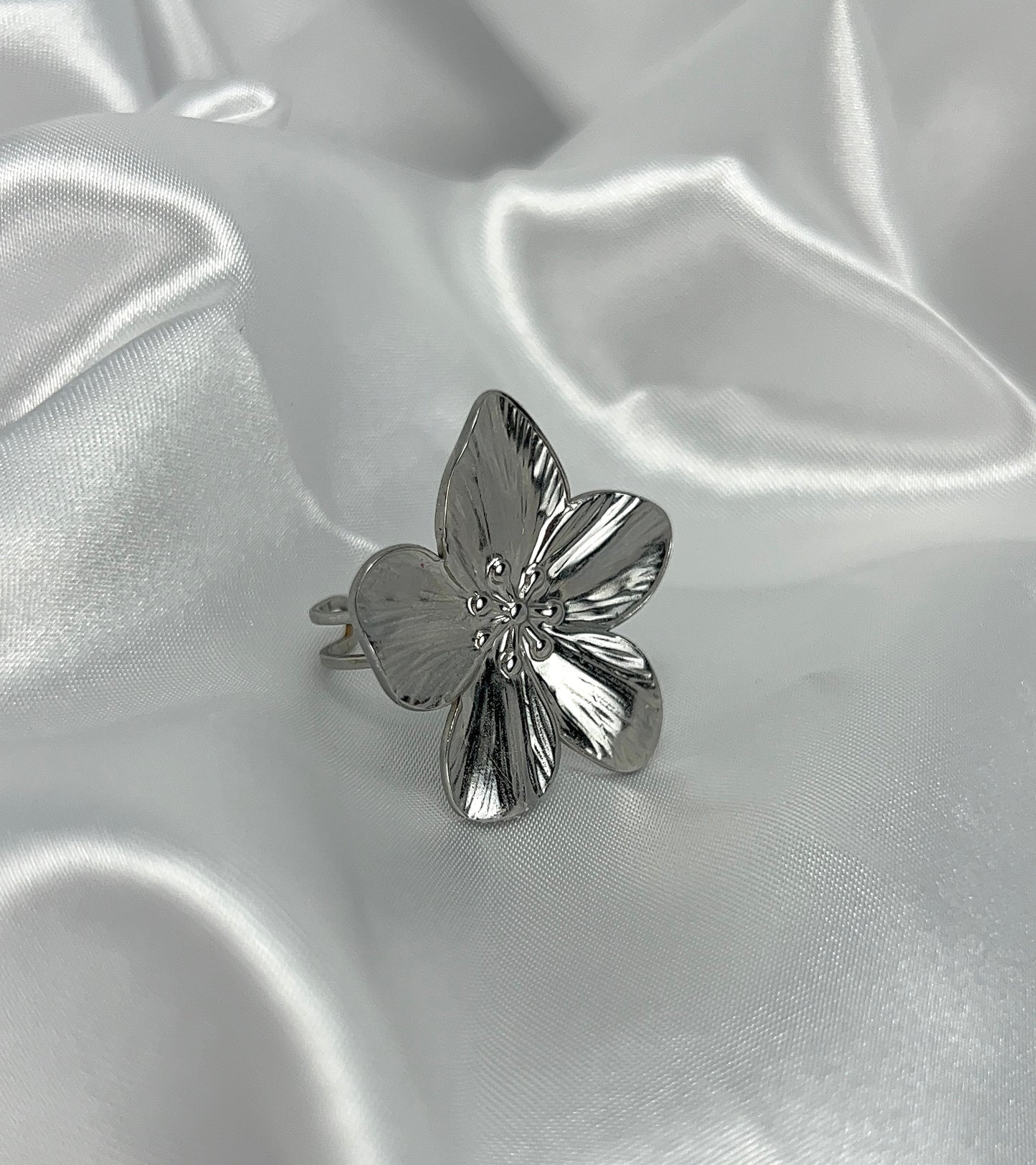 Bague Camélia - Bague fleur en acier inoxydable femme