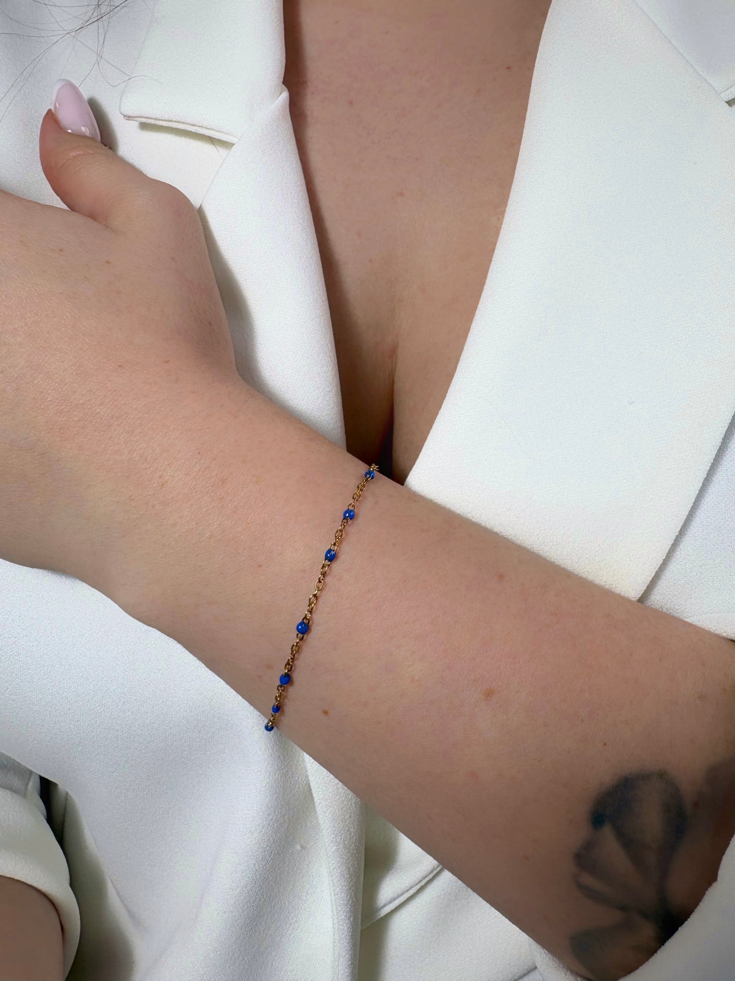 Bracelet fin en acier inoxydable bleu