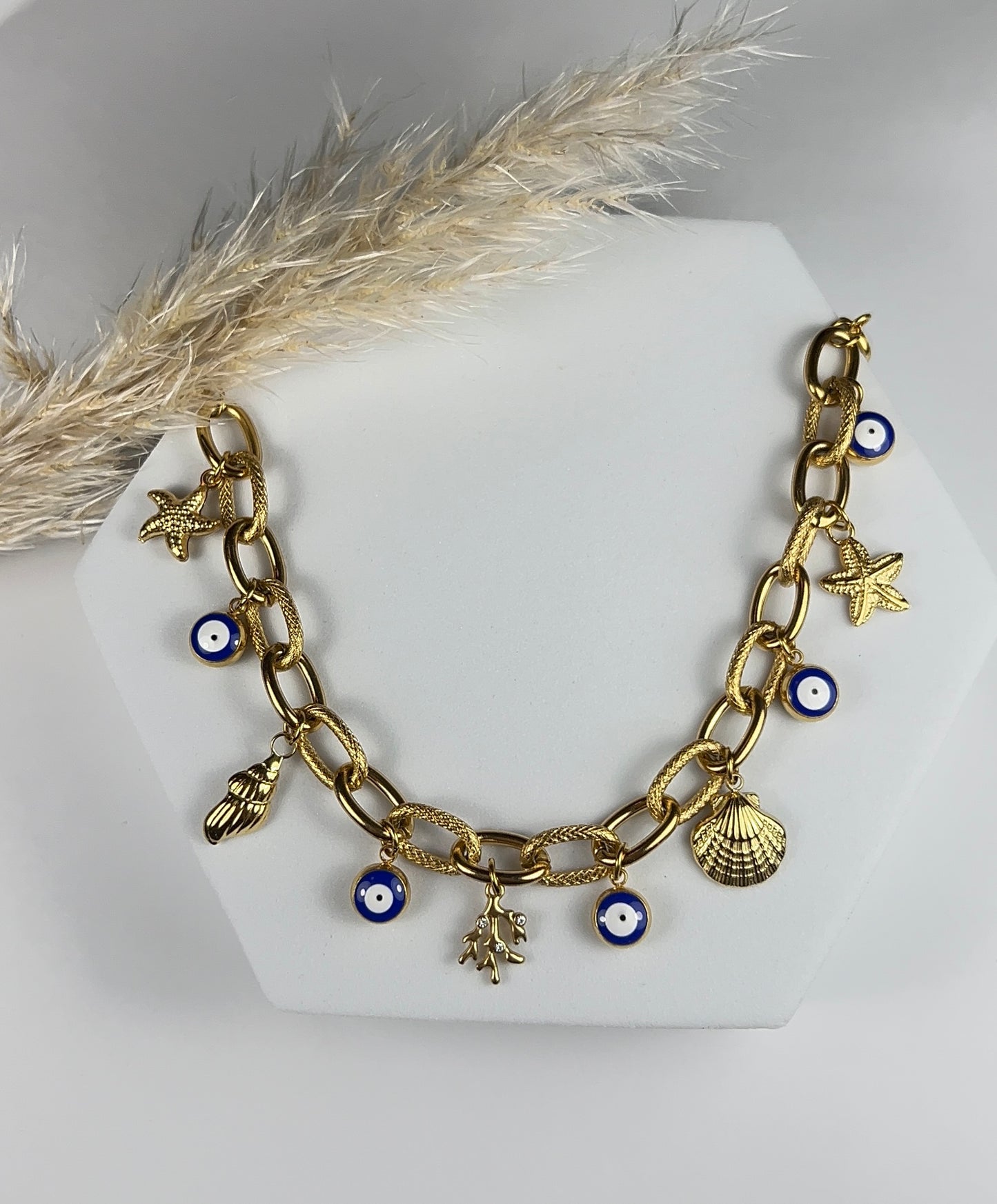Bracelet Océane - Bracelet marin et œil protecteur en acier inoxydable femme