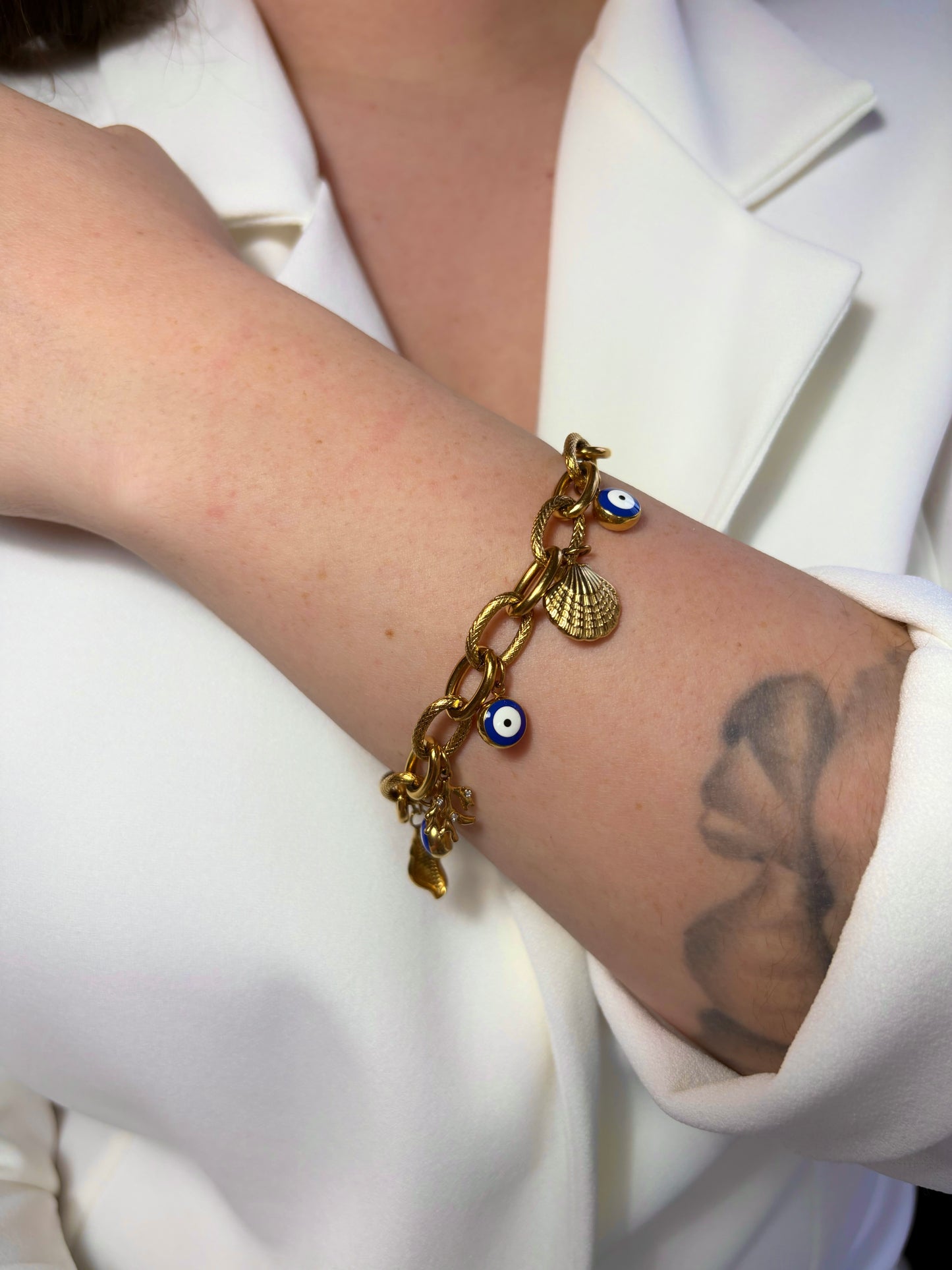 Bracelet Océane - Bracelet marin et œil protecteur en acier inoxydable femme