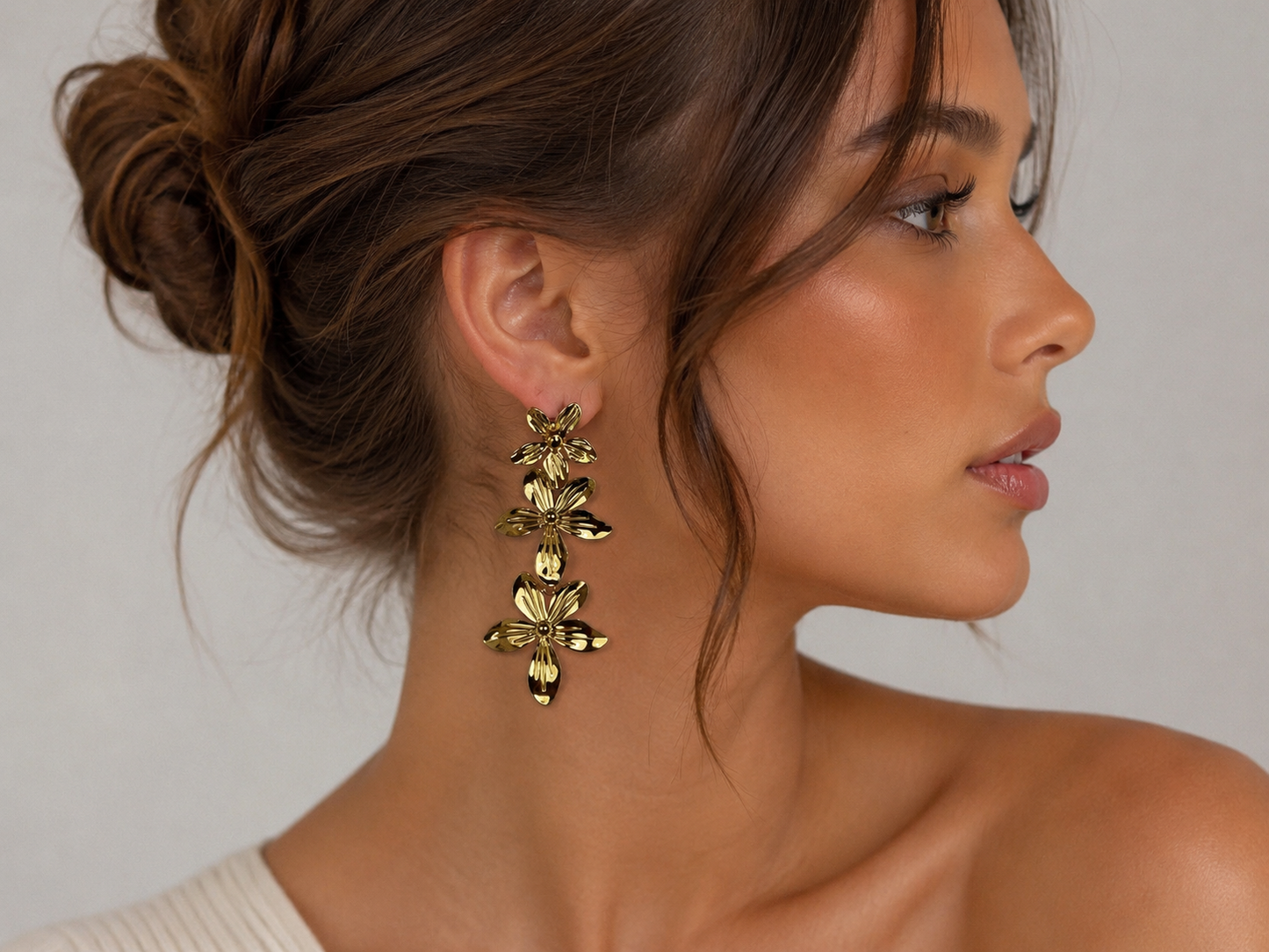 Boucles d’oreilles Camille - Boucles d'oreilles fleurs en acier inoxydable femme