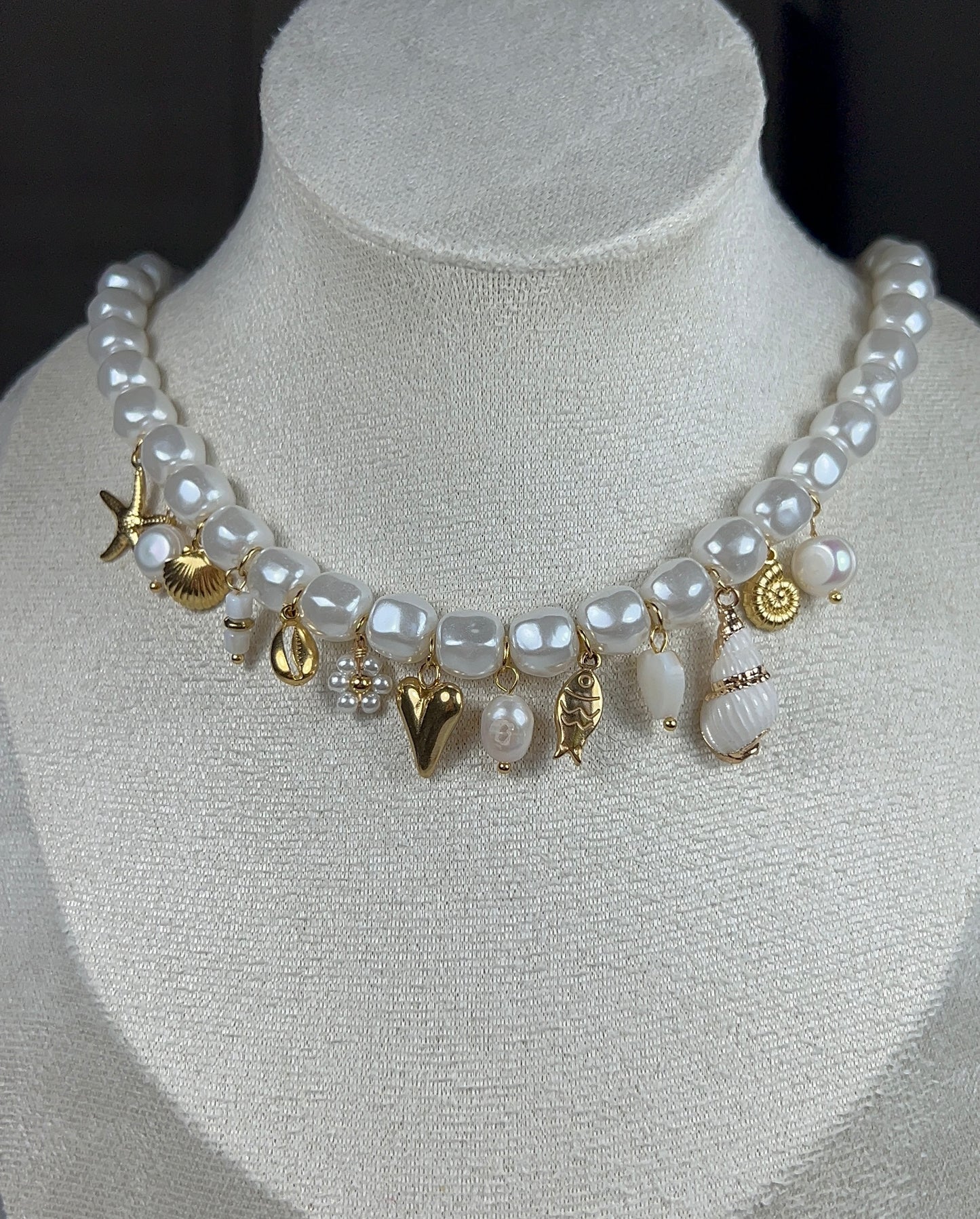 Collier Anissa - Collier marin perles nacrées en acier inoxydable femme