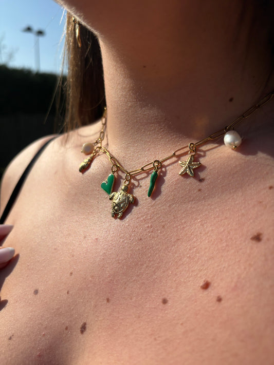 Collier Romy - Collier marin vert en acier inoxydable femme