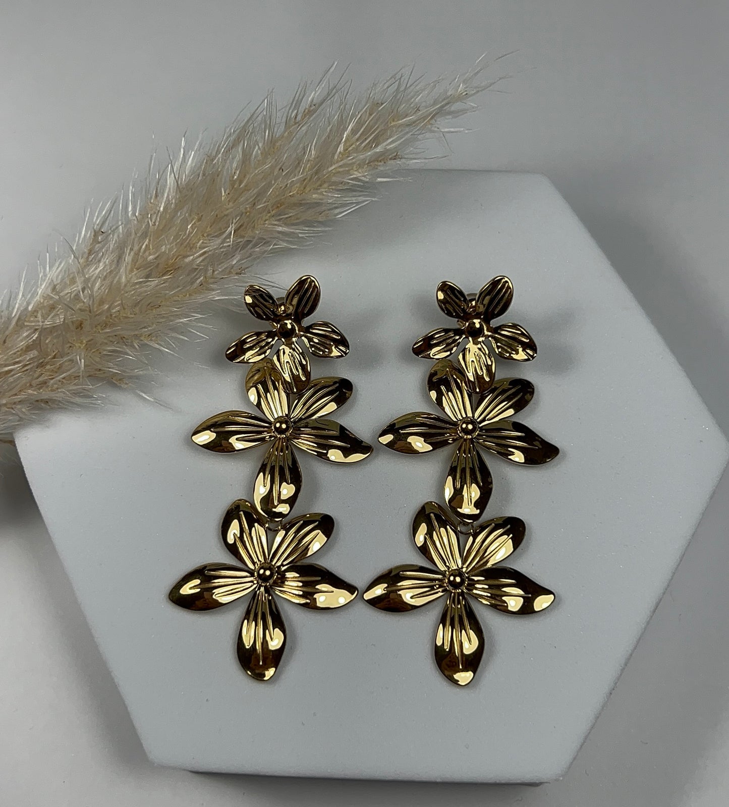 Boucles d'oreilles fleurs en acier inoxydable