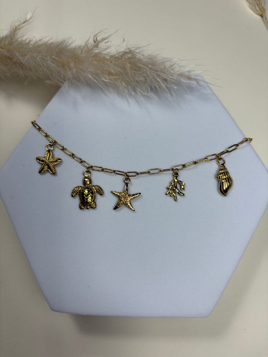 Bracelet en acier inoxydable breloques mer