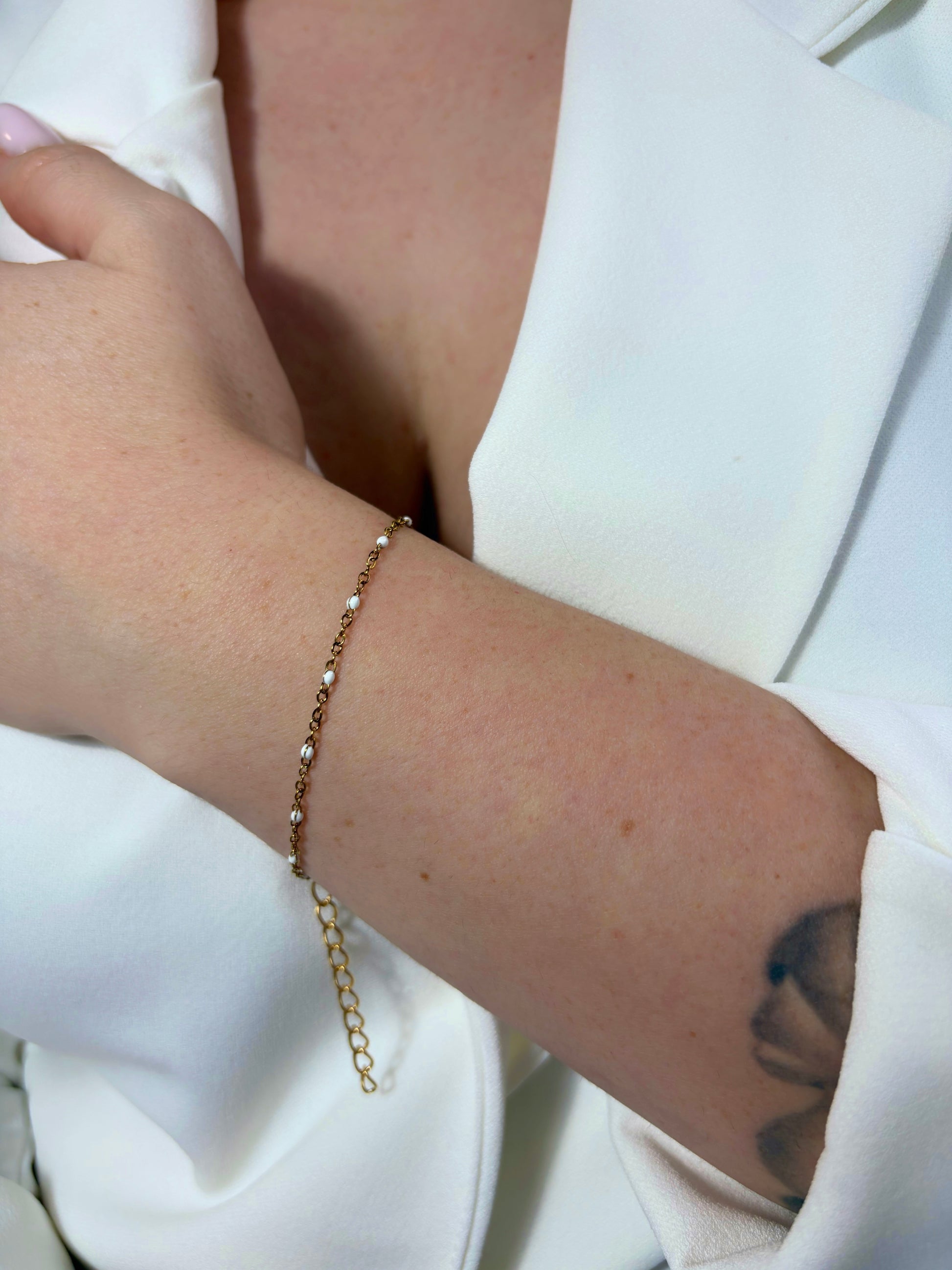 Bracelet fin en acier inoxydable blanc