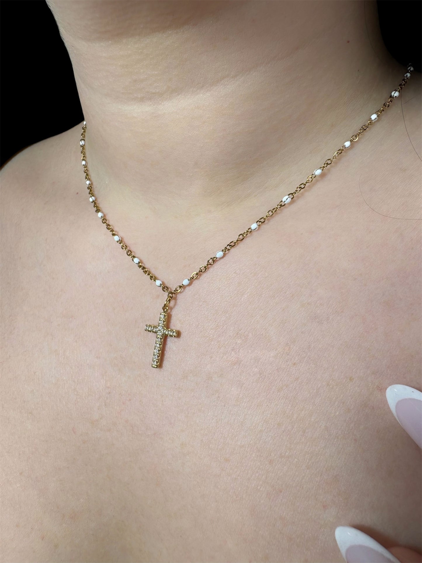 Collier croyance en acier inoxydable blanc