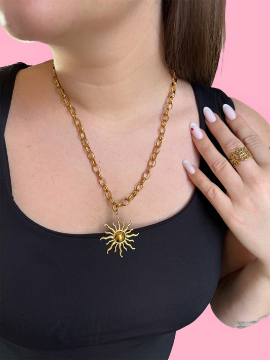 Collier soleil en acier inoxydable