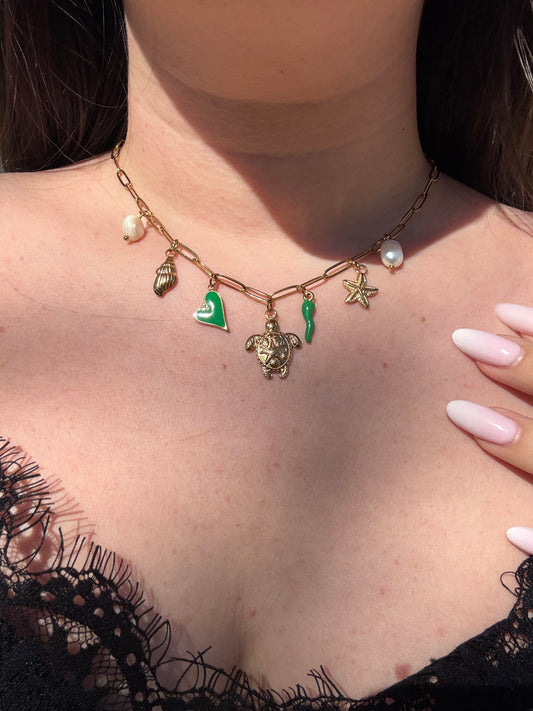Collier Romy - Collier marin vert en acier inoxydable femme