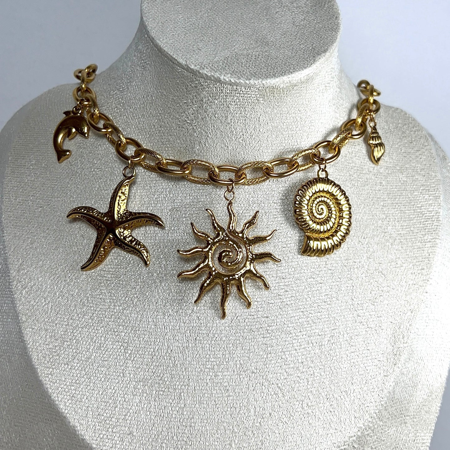 Collier Naïa - Collier chaine épaisse & breloques marines en acier inoxydable femme