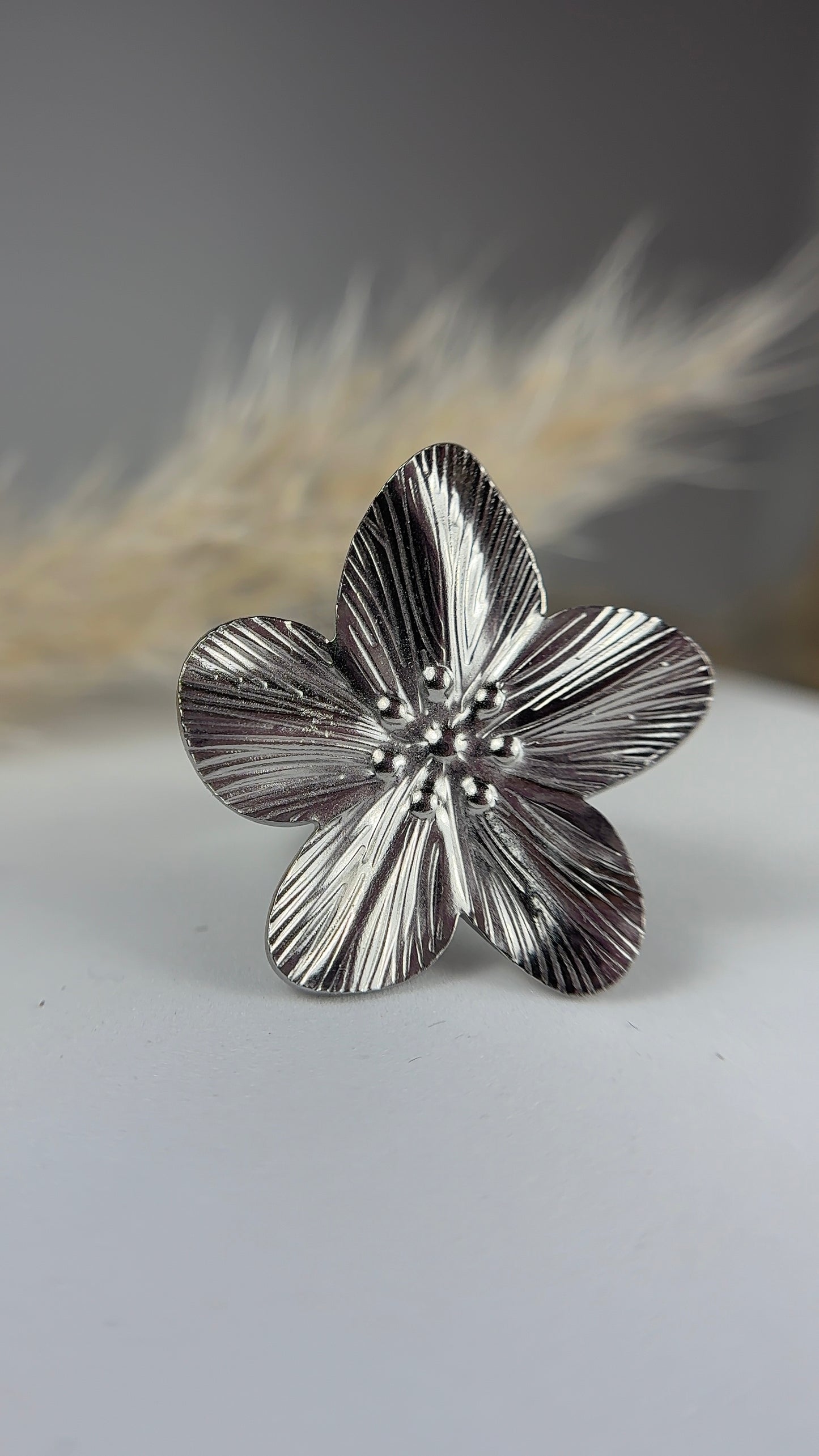 Bague Camélia - Bague fleur en acier inoxydable femme