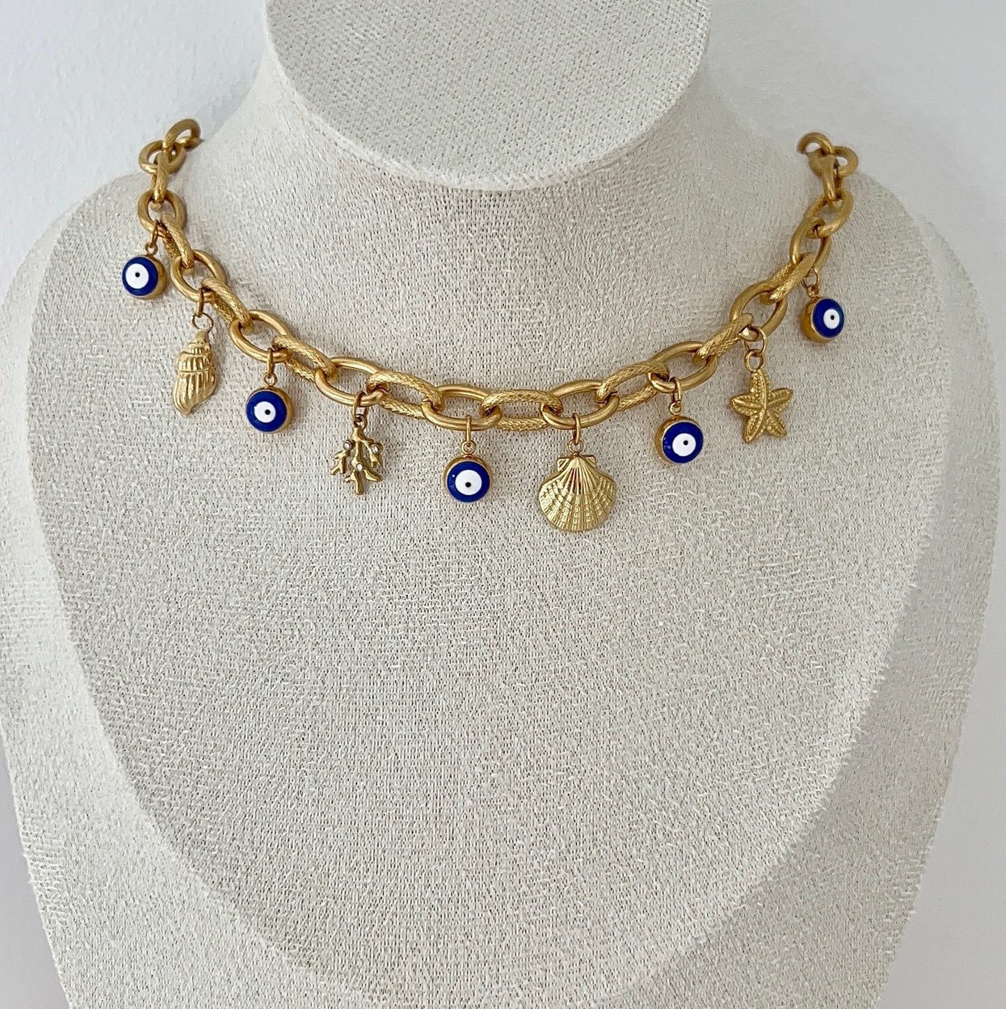 Collier Océane - Collier marin et œil protecteur en acier inoxydable femme